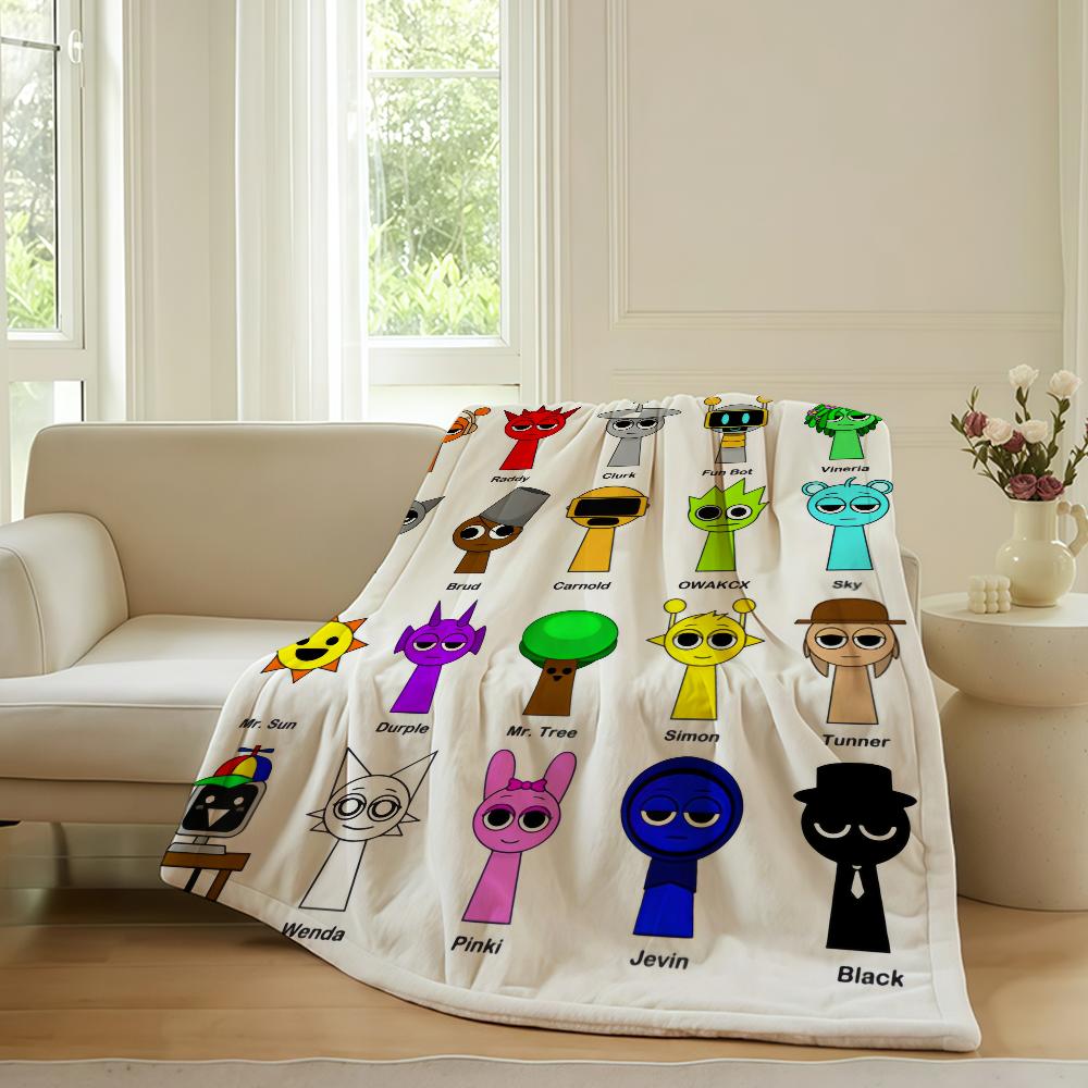 Cartoon Sprunki Game Blanket Warm Soft Suitable For Bedroom Sofa Bed Living Room Office Travel Camping Gifts