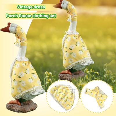 Capa Floral Estilo Pastoral de 23 Pulgadas Set de Disfraz de Ganso para Porche Tendencia Caliente Adorno de Volantes Vintage Atuendo de Ganso Decoración de Patio