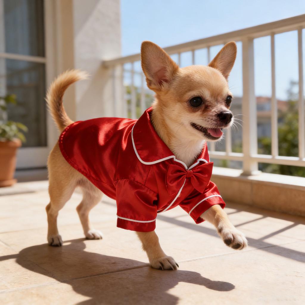 1Set Soft Lapel Dog Pajamas Silk Satin Two-Legged Sleepwear Shirt for Puppy Cat Small Dogs 3-3.5kg Breathable Loungewear Cosplay
