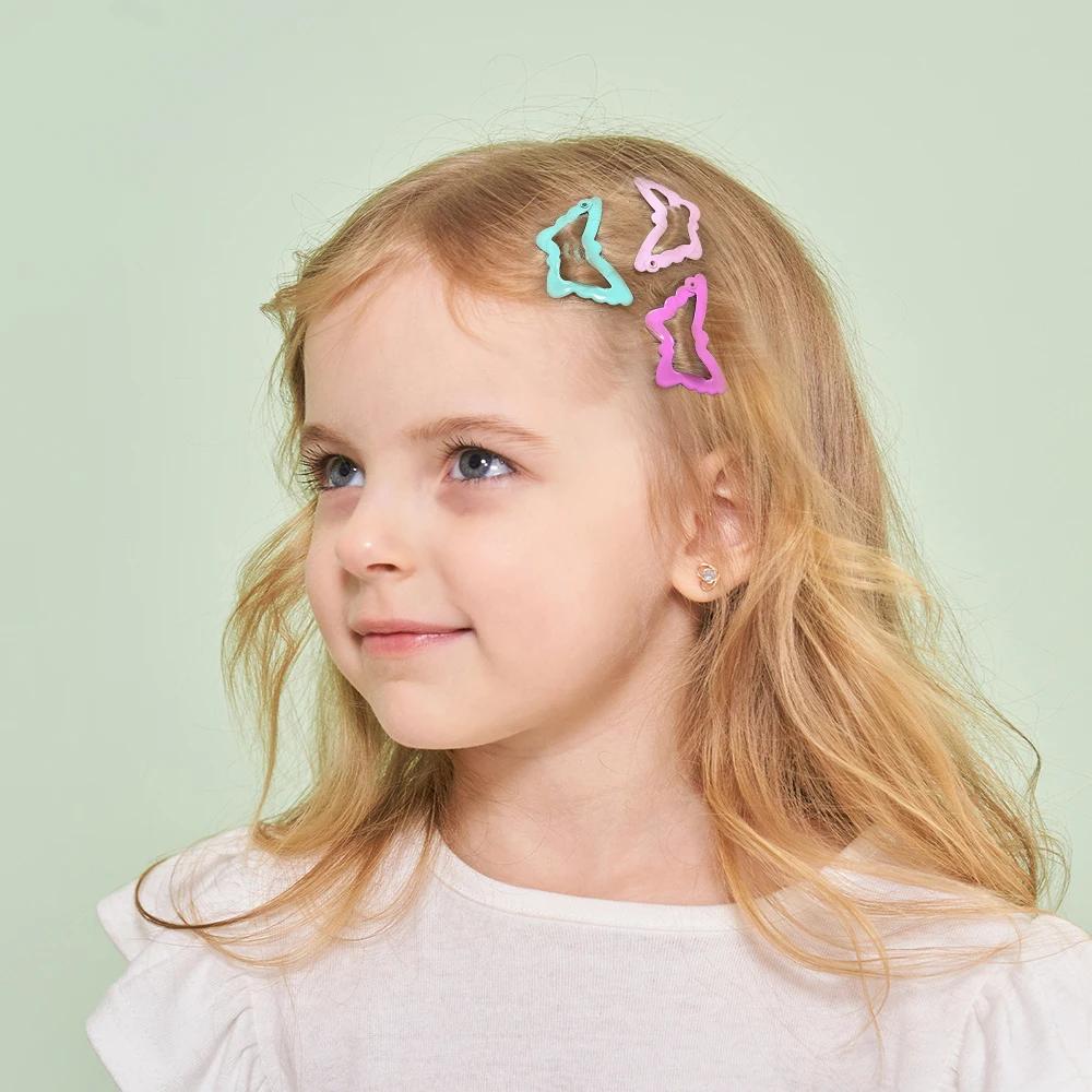 20Pcs/lot Solid Color Butterfly Hair Clips for Girls Y2k Hair Bangs BB Hairgripes Kids Lovely Boutique Headwear