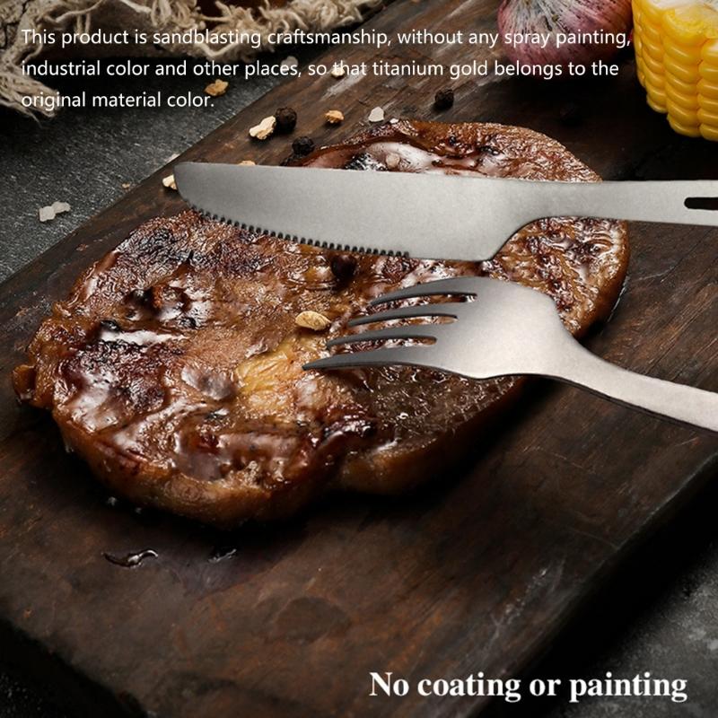 Camping Cutlery Travel Cutlery Set, Titanium Portable Utensils Kits Include Spoon, Knife and Fork for Hiking and Camping