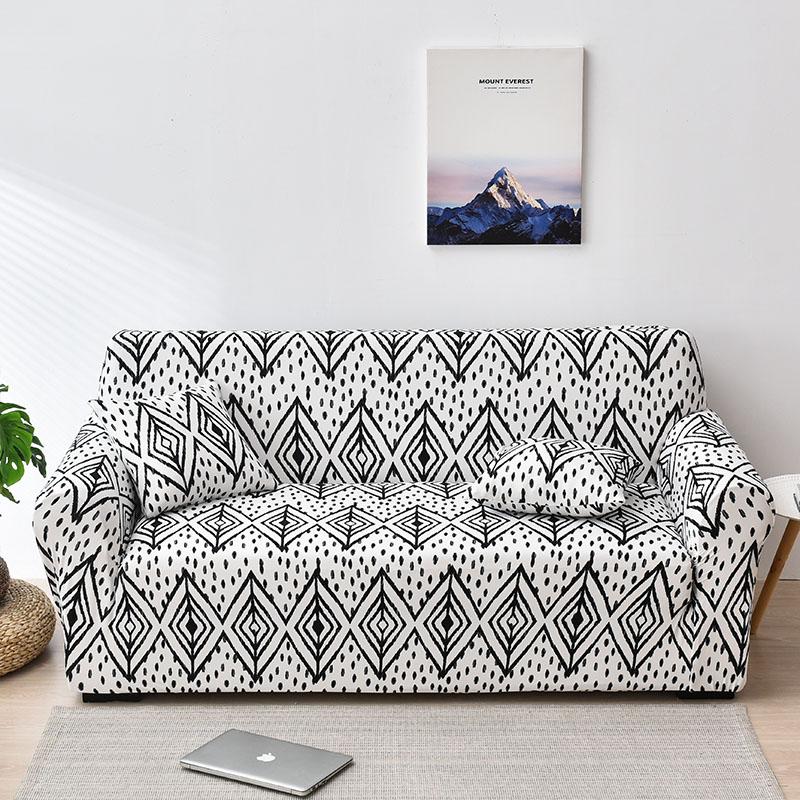 Elastic Triangle Pattern Sofa Cover Stretch Sofa Covers for Living Room Sofa Towel Slip -Resistant Fully -Wrapped Couch Cover