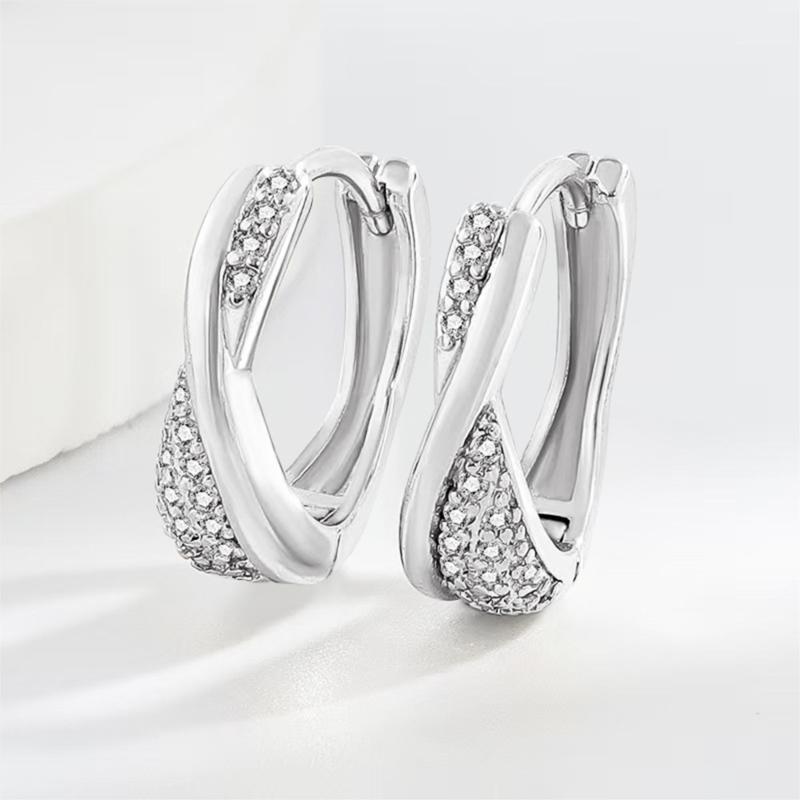 Elegant Synthetic Cubic Synthetic Zirconia Hoop Earrings for Women Minimalist Interlocking Circle Earrings Jewelry Gifts