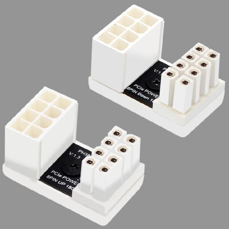 Adaptateur Coude ATX pour Connecteur d'Alimentation GPU Head PCI-E 6 broches 8 broches Demi-tour à 180 Degrés