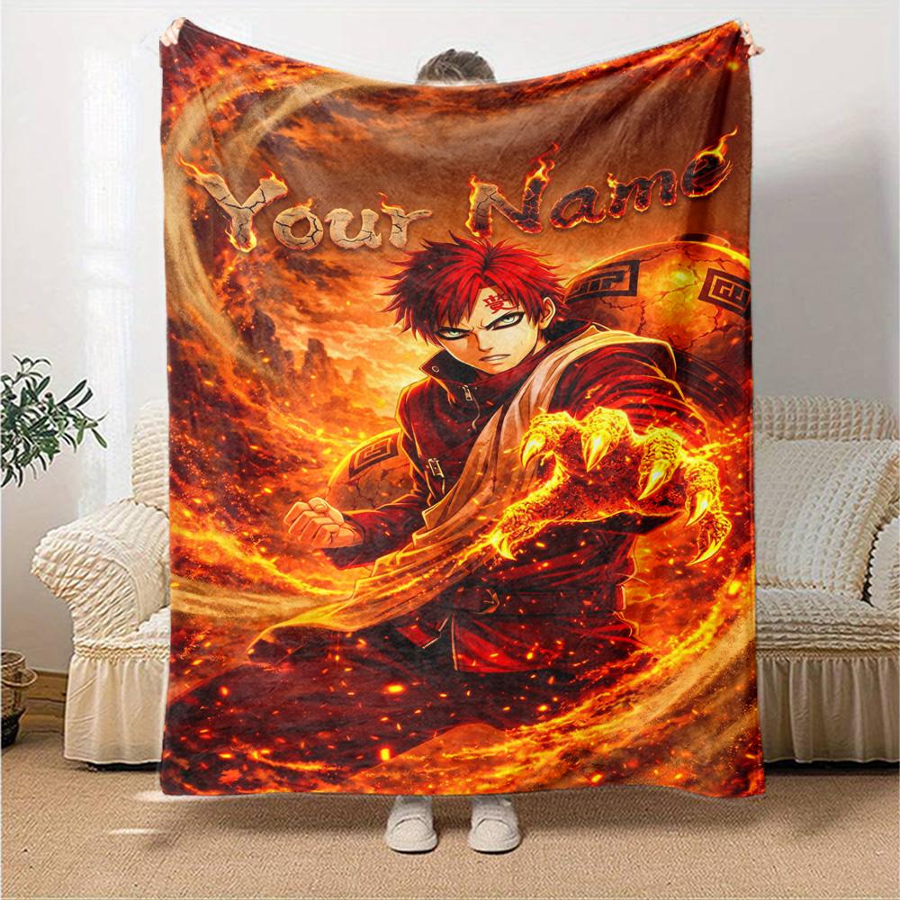 Naruto Character Personalized Text Blanket Lightweight Customizable Blanket Comfortable Great for Nap Office Office Chair Livingroom All-Season Use