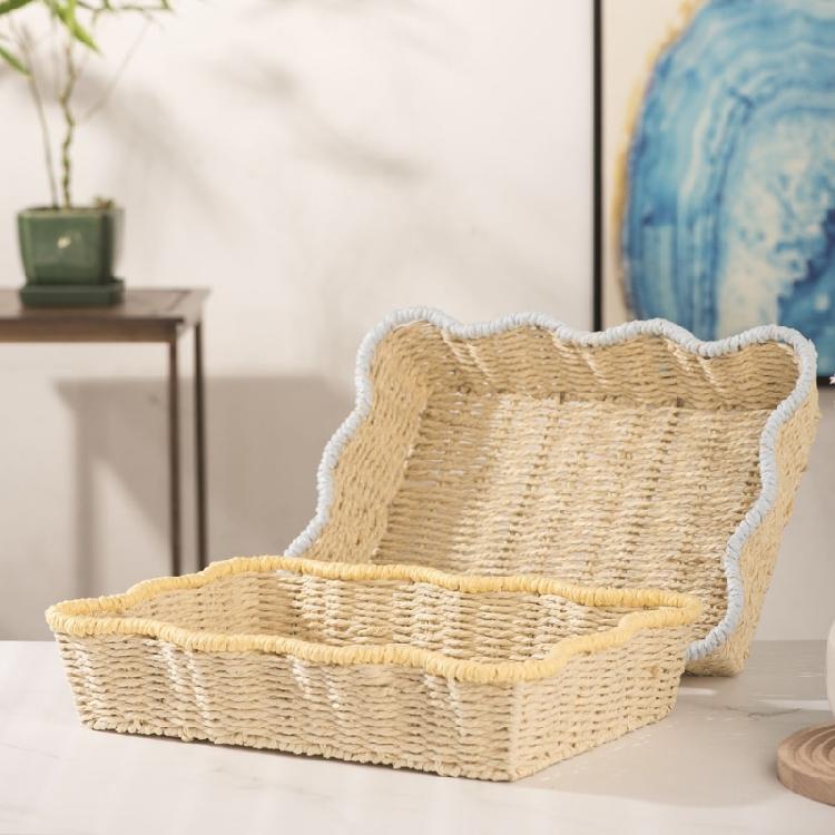 Artisanal Paper Fiber Basket Iron Reinforced Structure Home Decoration Storage Solution For Plant Display Organizing