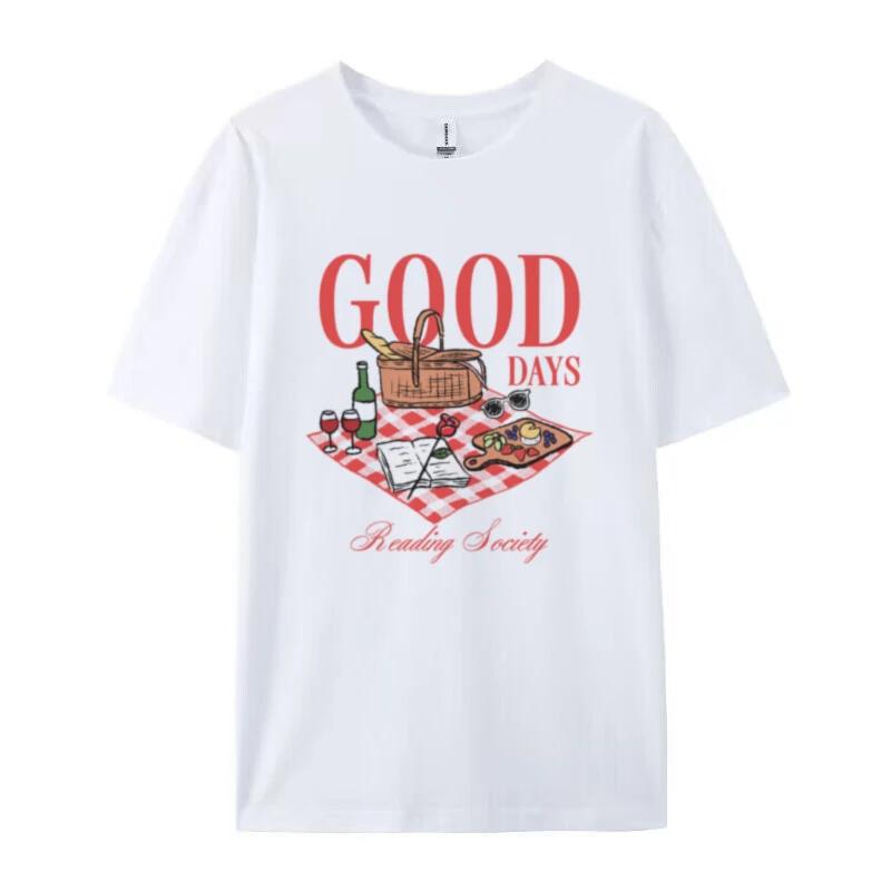 

Womens Y2K Cute Reading Society TShirt Short Sleeve Aesthetic Picnic Graphic Tee Bookish Shirt Trendy Fashion Vacation Top S