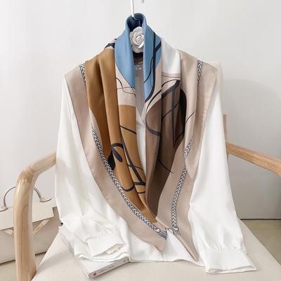 90CM Four Seasons Square Large Square Scarf Luxury Decorative Shirt Professional Headscarf Hairband Sunscreen Headscarf