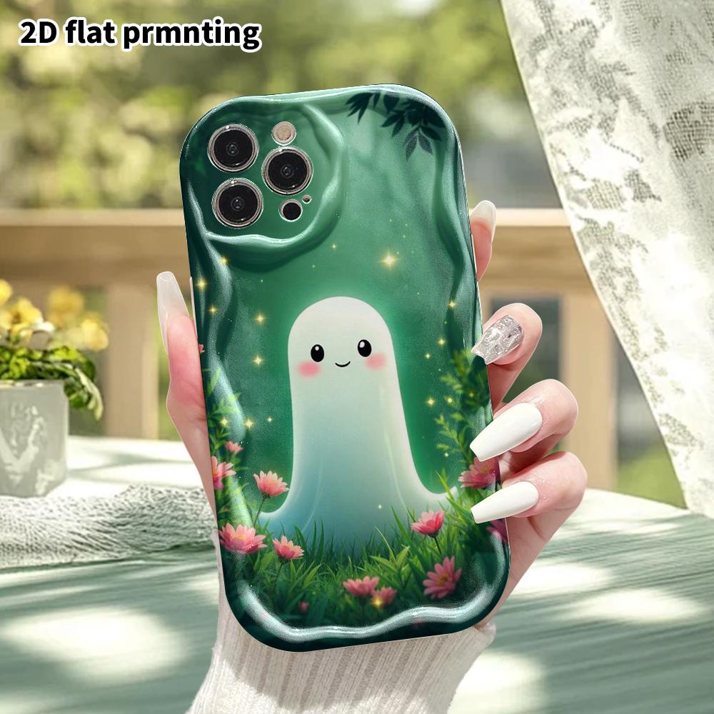 Phone Case: 2D Flat, Suitable for iPhone 18 17 16 15 14 13 12 Pro Protective Case, Phone Decoration, Soft Glow Little Ghost, Halloween and Christmas G