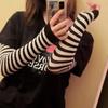 Punk Winter Warm Long Sleeves Gloves Goth Men Women Fingerless Stripe Hip-Hop Knitted Elbow Mittens Elastic Outdoor Warmer Arm