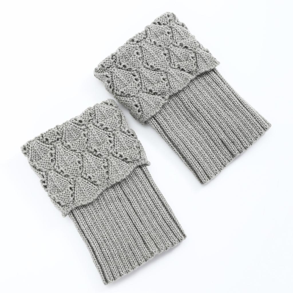 Border Knitted Short Korean Version Winter Women Shoe Covers Foot Covers New Flip Over Scallop Yarn Sock Covers Leg Guards
