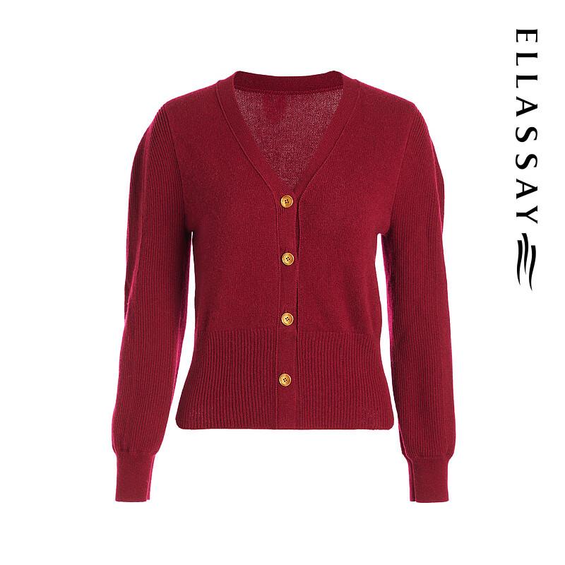 ELLASSAY Women's Merino Wool French Retro Knitted Sweater