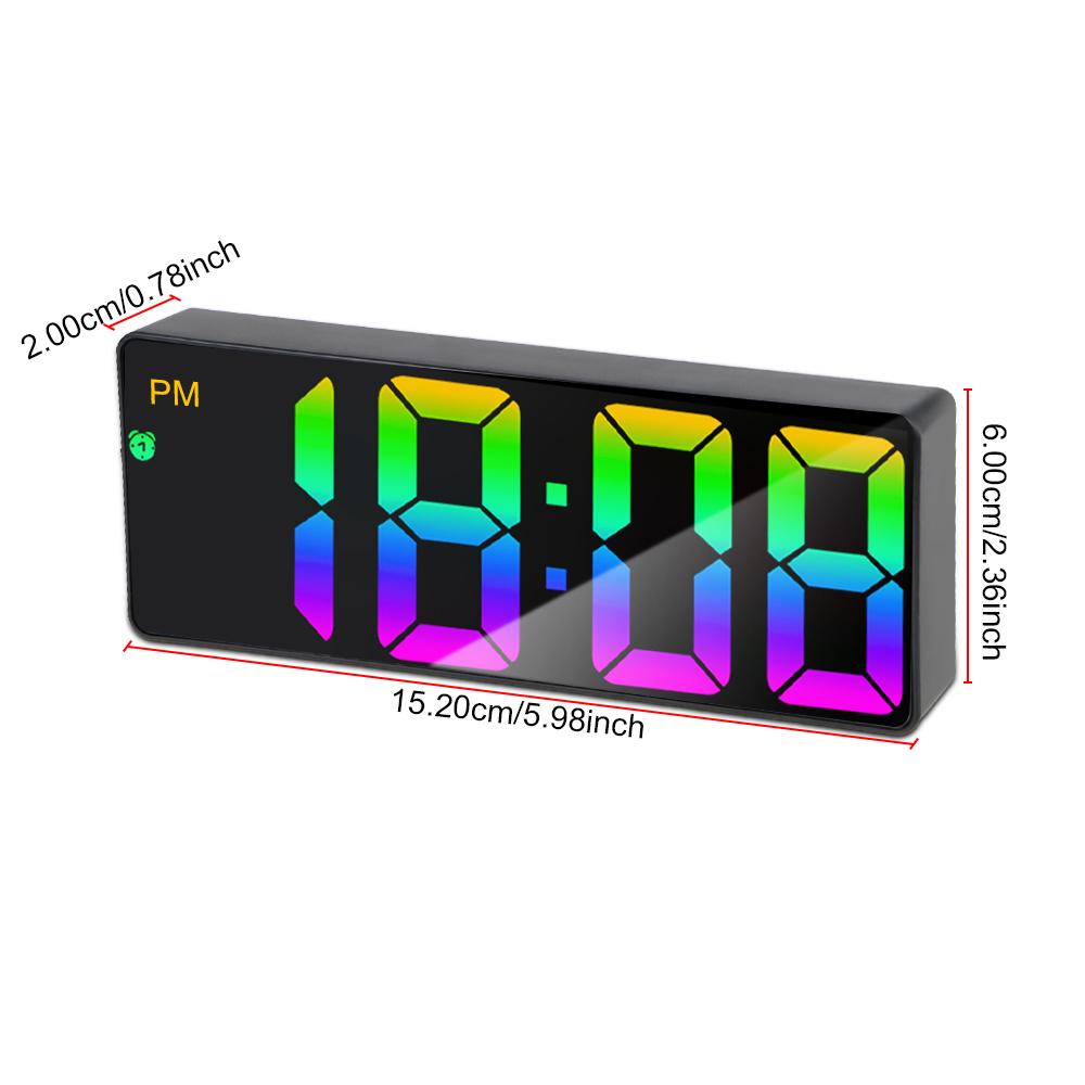 Electronic Student Digital Clock Dual Snooze Table Desk Clock LED Alarm Clock Voice Control Temperature 12/24 Hours