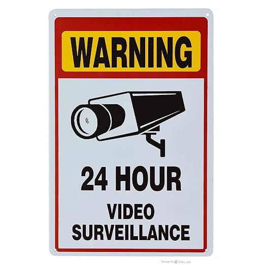 HD Metal Tin Sign Vintage Warning  No Trespassing Wall Decor Retro 24 Hour Video Surveillance Biohazard Funny Sign for Home Bus