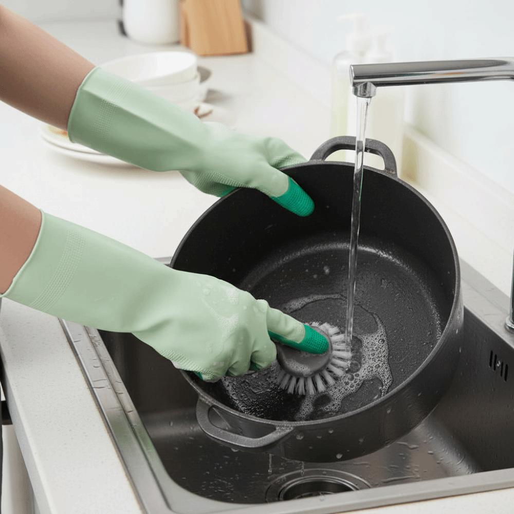 3Pairs/Set Thickened Dishwashing Gloves Oil Resistant Cleaning Gloves Laundry Gloves Car Washing