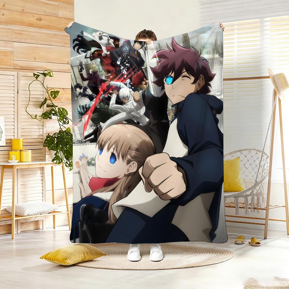 Supernatural Action Anime K-Kekkai Sensen Throw Lightweight 240g Flannel Blanket Soft Skin-friendly for Summer Cooling