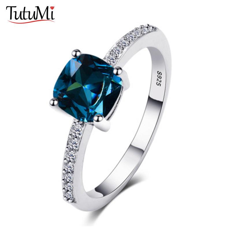 S925 copper Ring Zircon High Carbon Ice Cut Zircon Ring Sapphire Square Fashion Ring for Women Gift