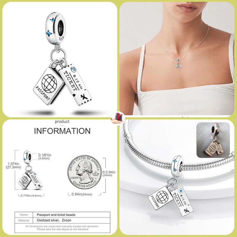925 Silver Globe Airplane Charm Beads For DIY Bracelet Making Ladies Jewelry 3mm Original Design