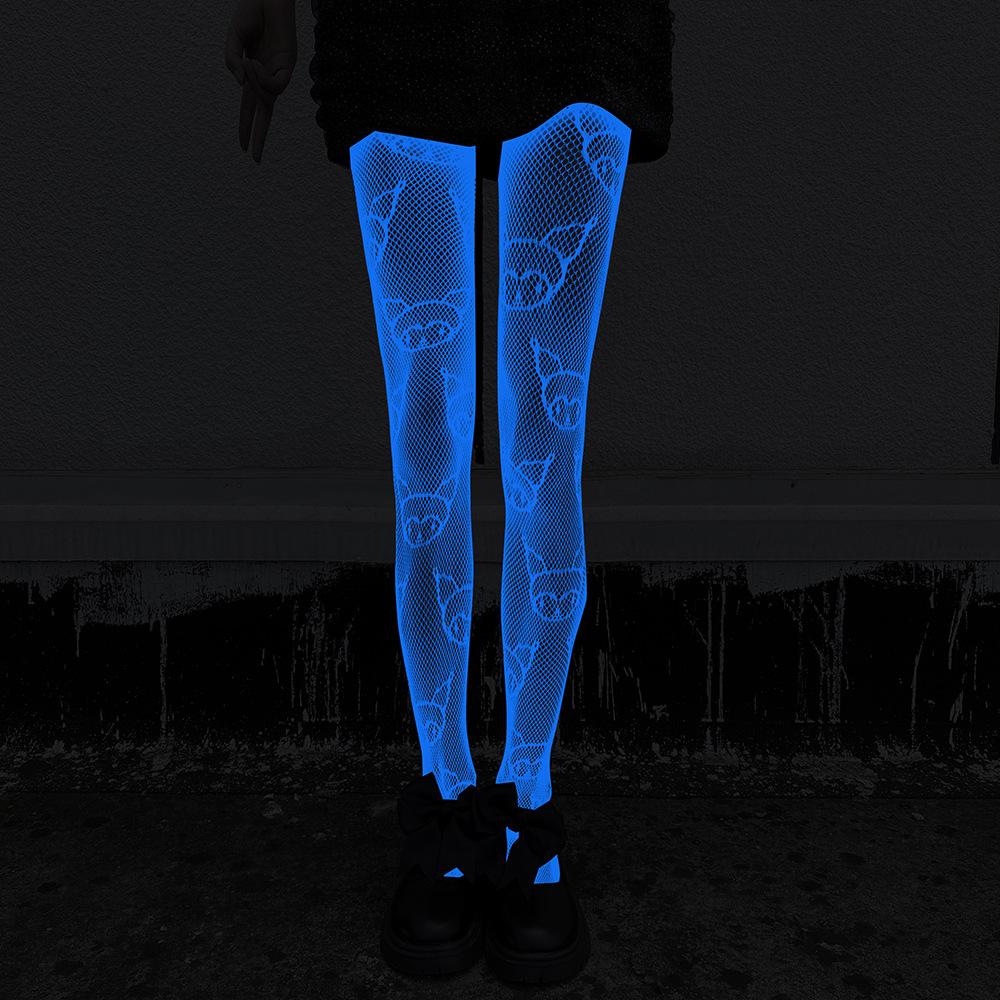 Night luminous leggings blue light pantyhose lace hollow luminous fishnet socks fluorescent sexy jacquard socks