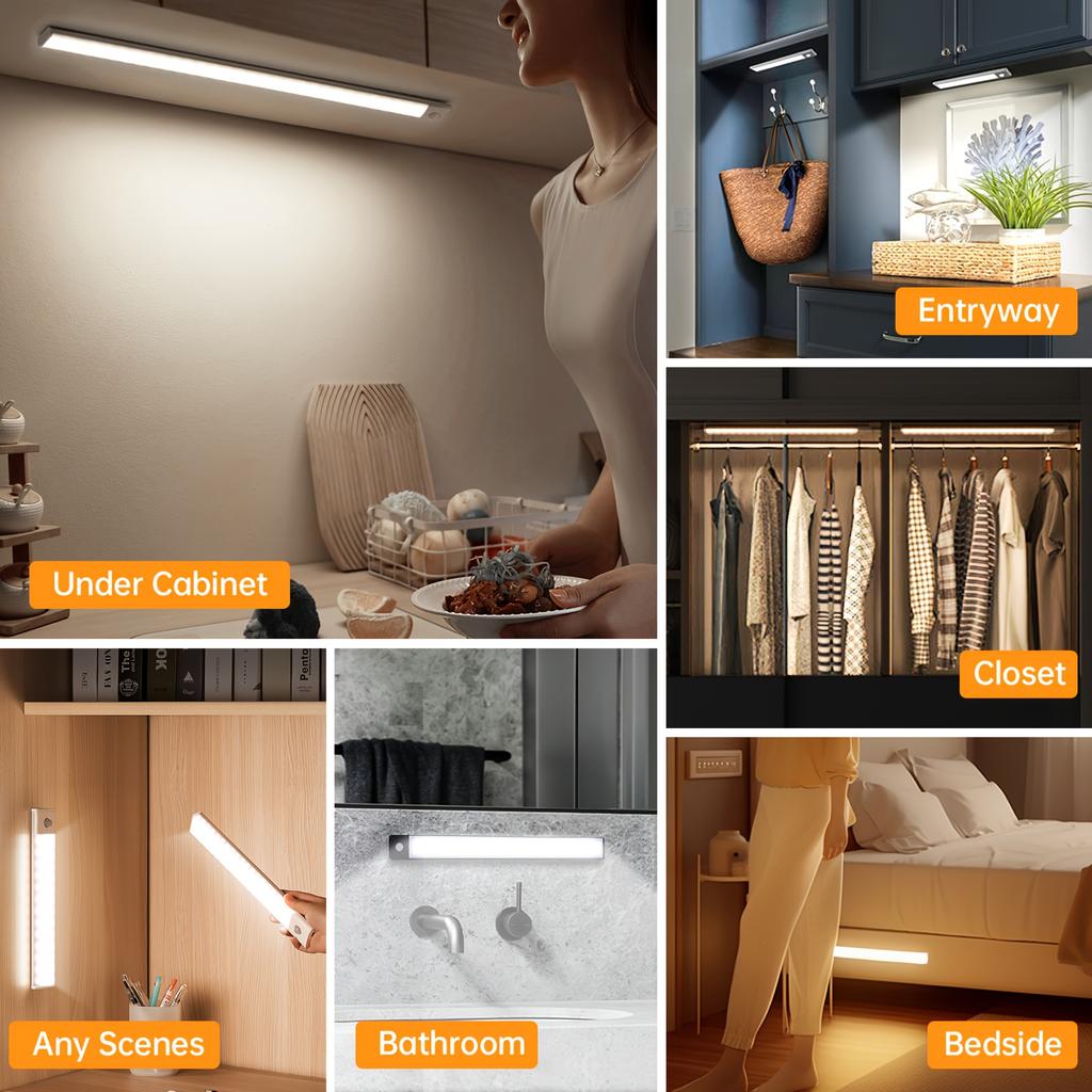 2Pie Motion Sensor Wireless LED Night Light TypeC Rechargeable Cabinet Wardrobe Lamp for Kitchen Staircase Bedroom Lighting