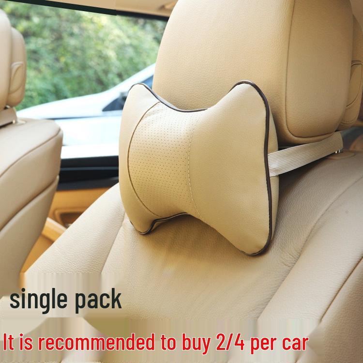 Dual-Use Leather Neck Support Pillow for Car and Home – Breathable Headrest and Backrest Cushion
