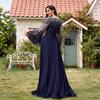 Elegant Sequin Panel Evening Gown Long Sleeve Split Formal Dress Bridesmaid Party