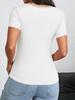 Womens Y2K Lace V Neck T Shirt Short Sleeve Slim Fit Going Out Top