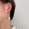 French design sense metal imitation pearl earrings temperament personality irregular cold wind stud earrings