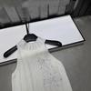 European Spring Embroidered Halter Knit Vest with Rhinestones