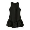 Sleeveless short dress European and American summer new women's design splicing black bud dress