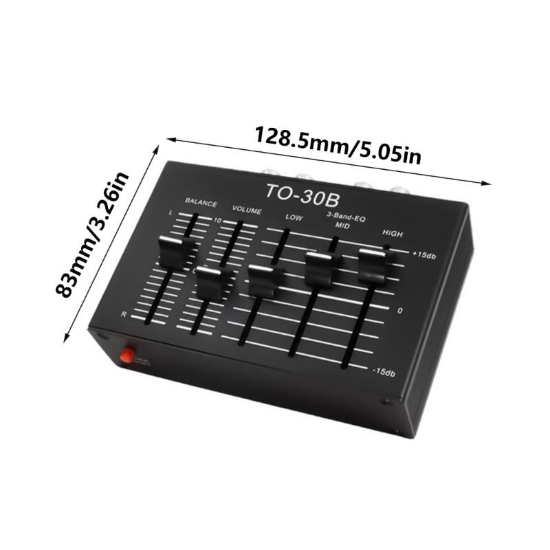 Tragbarer Stereo-Audio-Vorverstärker mit Bass-, Mitten- und Höhenregelung, Stummschaltung und Stereo-Balance-Regler