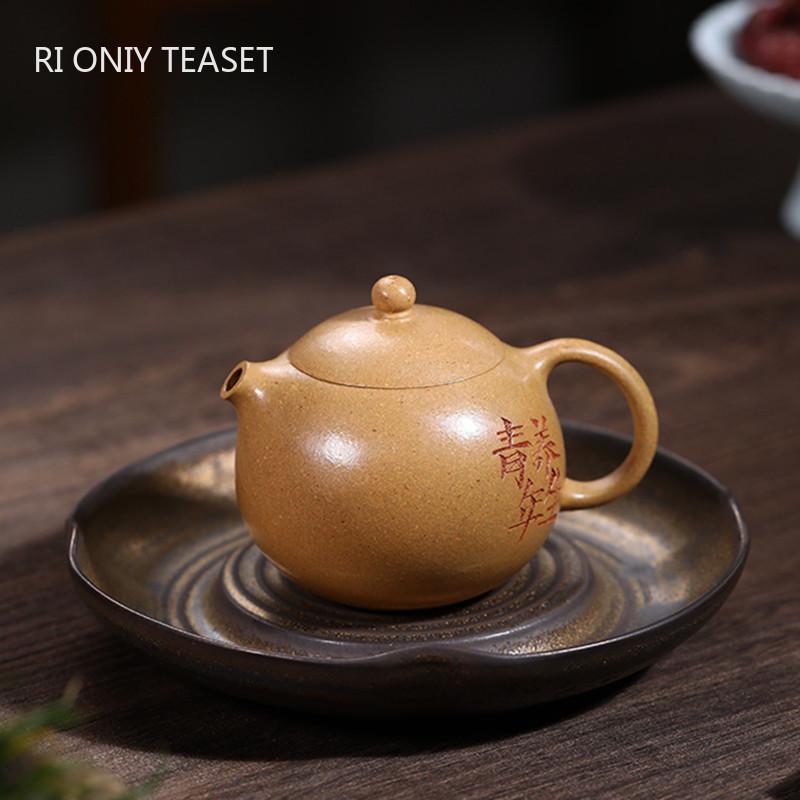

180ml Yixing Purple Clay Teapots Authentic Handmade Xishi Tea Pot Raw Ore Section Mud Beauty Kettle Chinese Zisha Tea Set Gifts