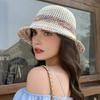 1 Women's Knitted Rainbow Gradient Hollow Hat Outdoor Leisure Fisherman Hat for Daily Use