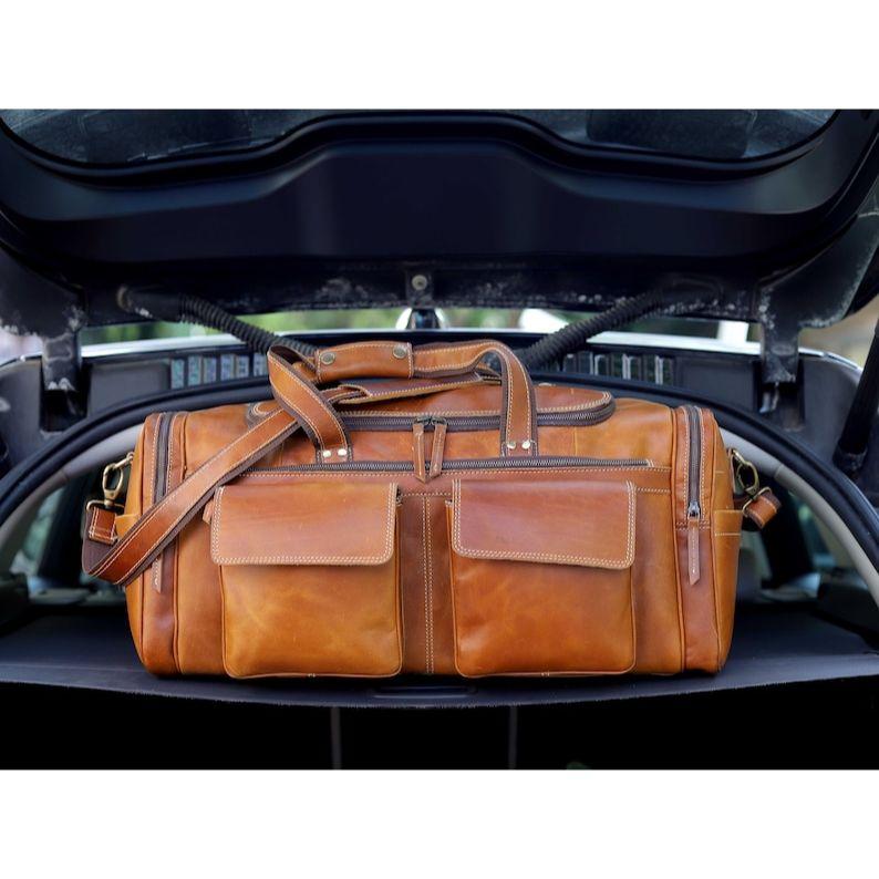 Weekender-Tasche aus Leder, Duffle-Tasche aus Leder, große Reisetasche, personalisierte Outdoor-Tasche, Reisetasche, Geschenktasche für den Bräutigam, Turnbeutel
