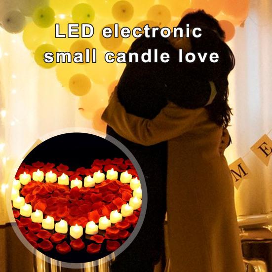 24 de bucăți lumânări LED cu petale de flori artificiale, în formă de inimă romantică, creează o atmosferă pentru decorarea casei Kit de lumină pentru lumânări