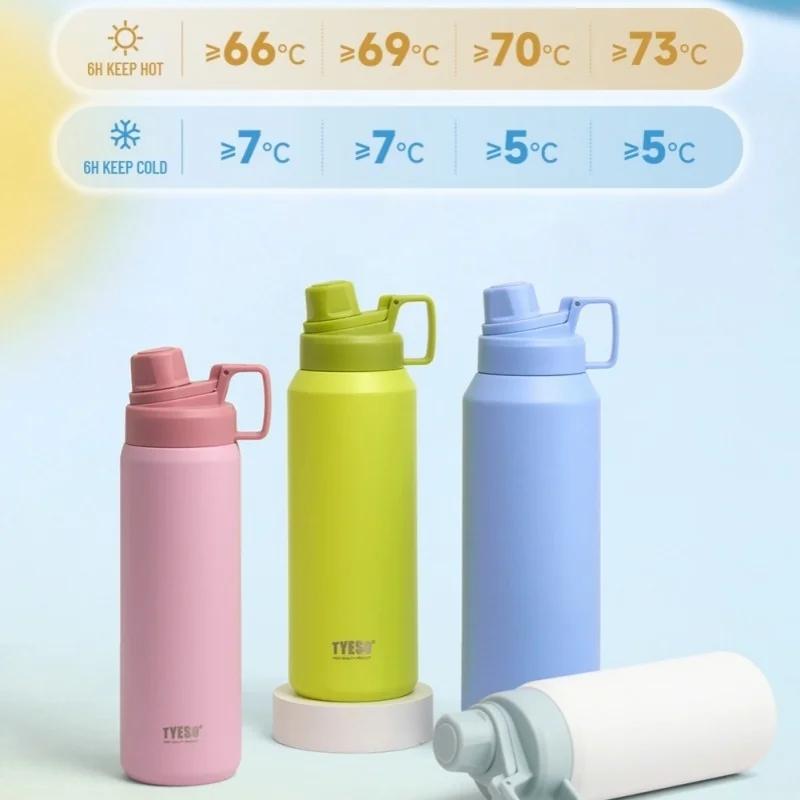 TYESO 750/900/1200/1500ml Tazza Termica Grande Capacità Acciaio Inossidabile Portatile Pentola Sportiva Tazza Acqua da Esterno Bollitore Acqua Opaco