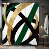 Abstract Gold Green Black Brush Stroke Pattern Waterproof Shower Curtain 180x200cm - Modern Art Print Bath  Living Room Decor