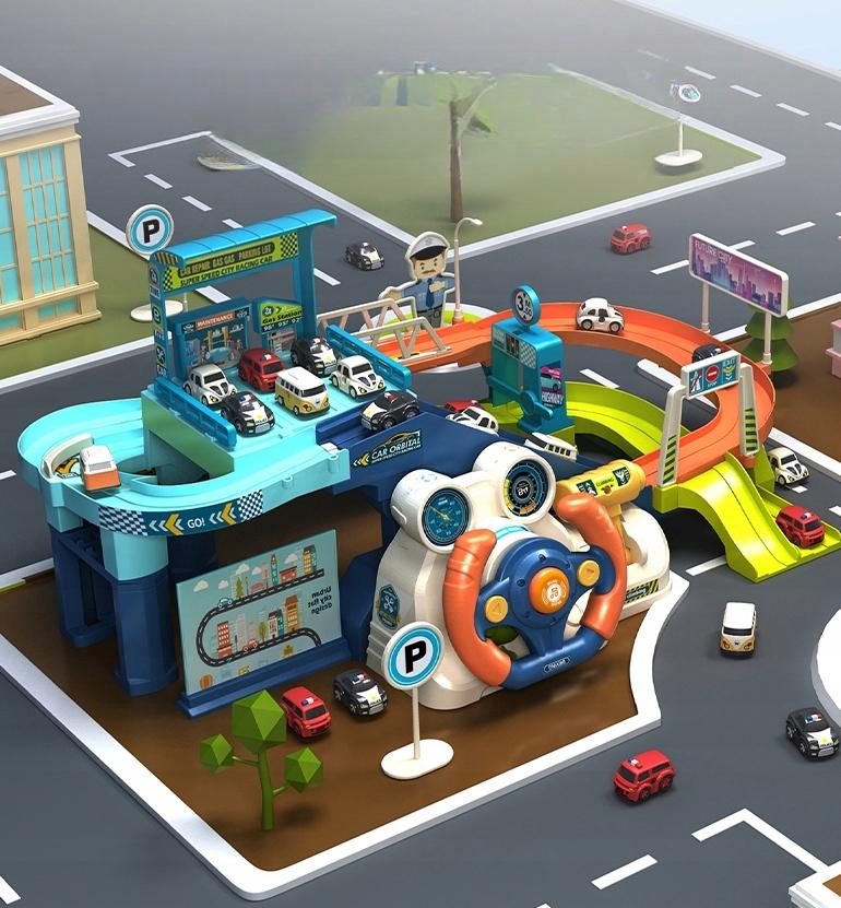 Interactive Track Parking For Cars Car Steering Foldable Garage 2 Modes