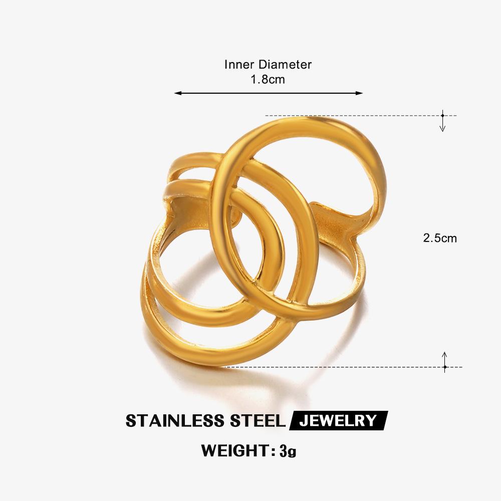 

Trendy Stainless Steel Geometric Hollow Unusual Ring for Women Polished Finger Minimalist Zircon Gift Wholesale Open