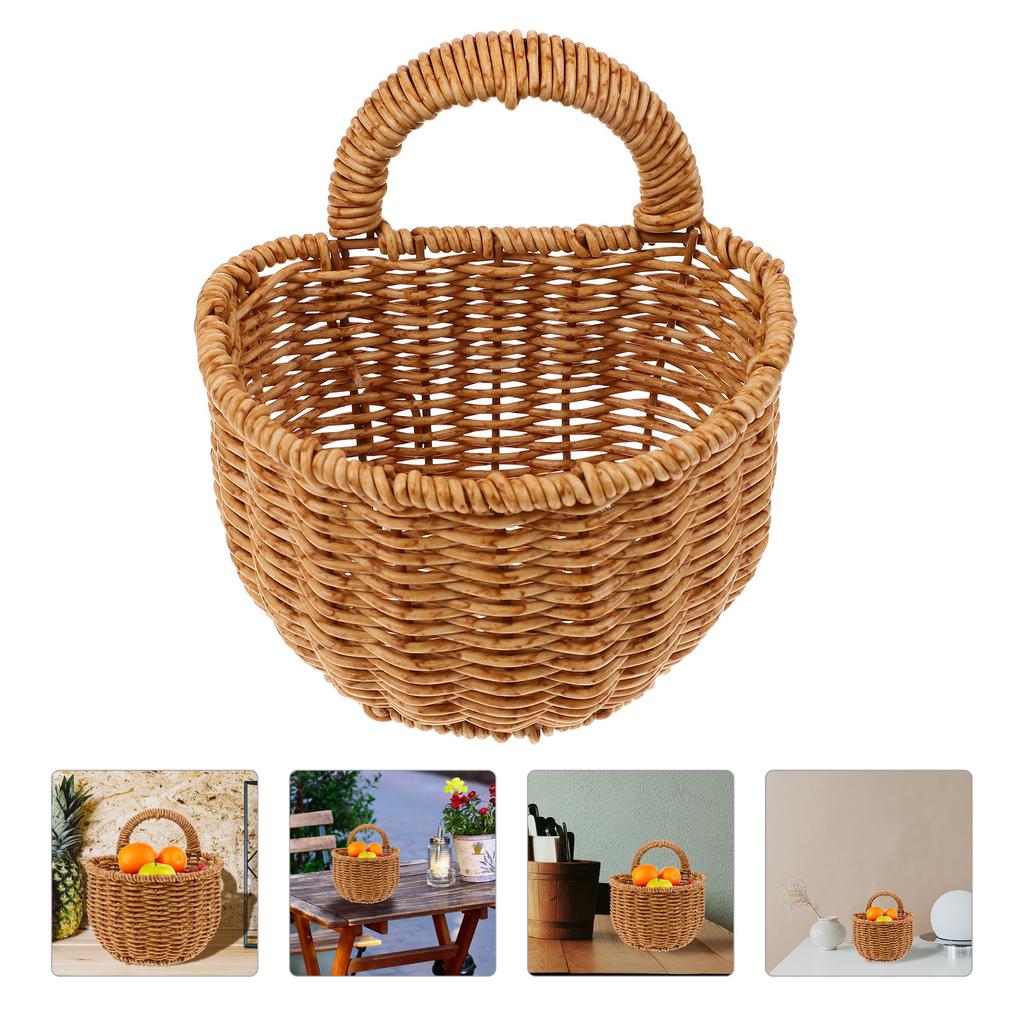 Plastic Woven Wall Storage Basket Modern Simple Fruit Basket for Home Restaurant Picnic Kitchen Storage Organizer