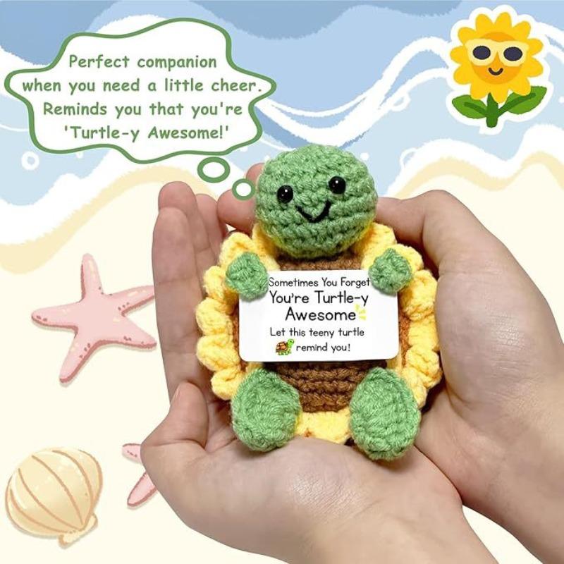 Positive Schildkröte mit Sonnenblumen-Design - Lustige inspirierende Schildkrötenfigur, Kreatives Geschenk für Schreibtischdekoration zu Hause & Aufmunterung