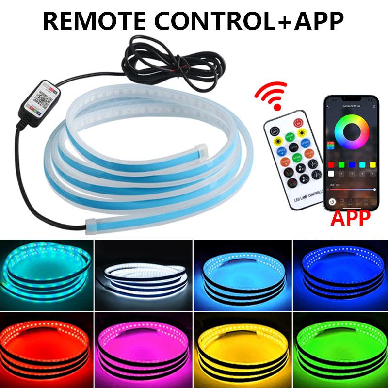 Car Hood LED Daytime Running Light Neon APP Remote Control Waterproof Flexible Auto Engine Hood Guide Decorative Ambient Lamp