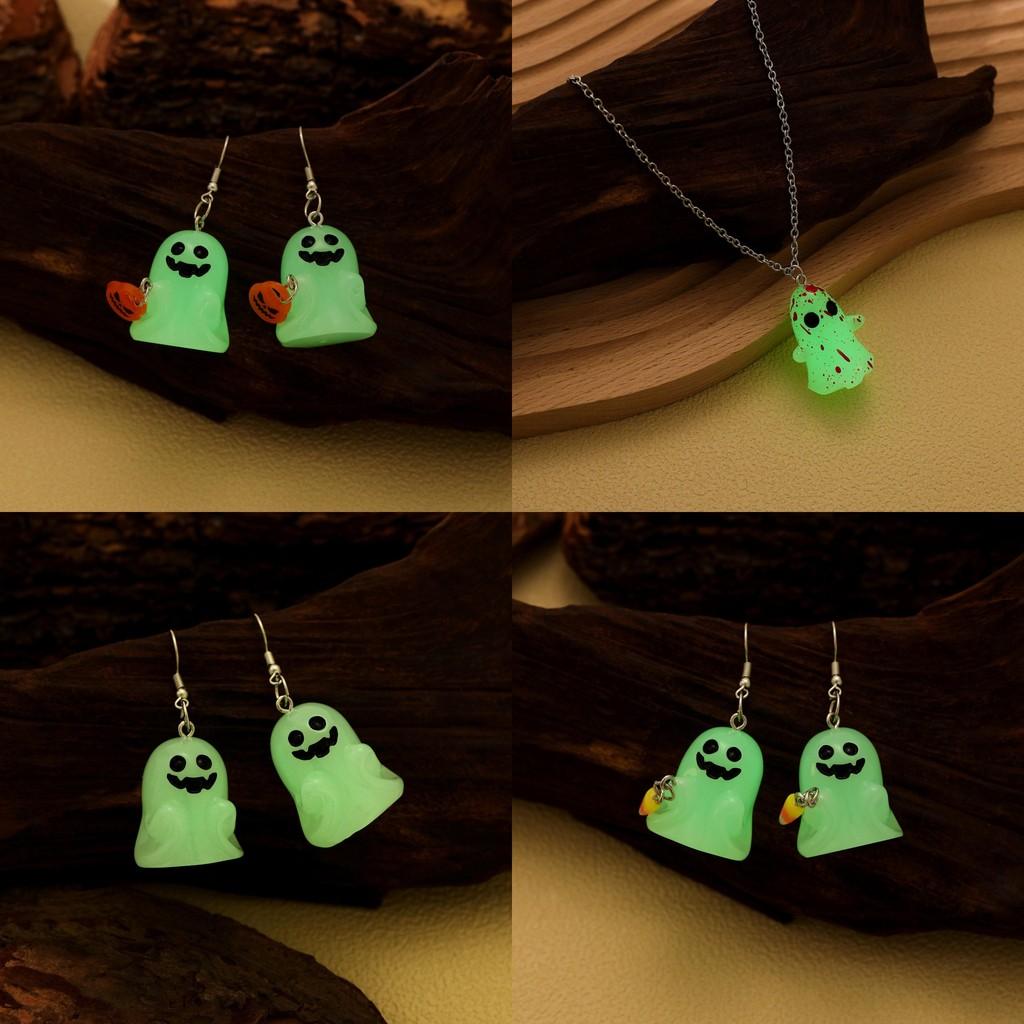 Kapryśne 3D Świecące w Ciemności Kolczyki Dynia Duch Idealne na Halloweenowe Świętowanie
