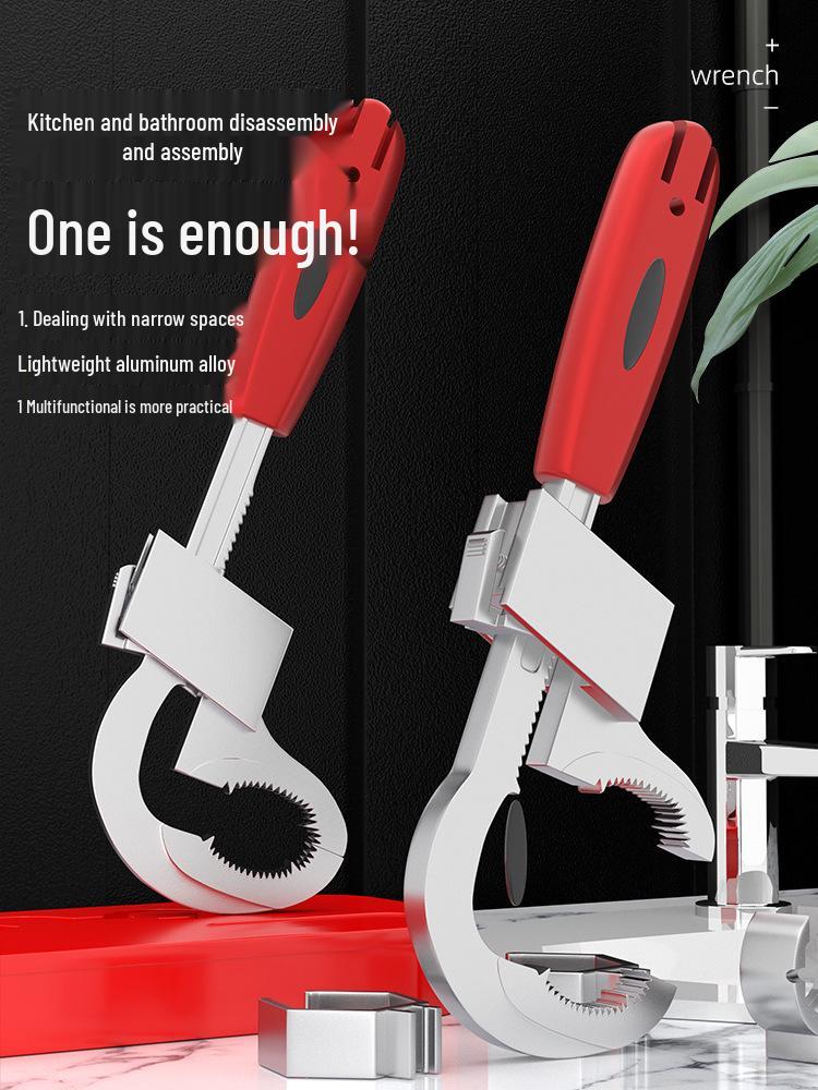 Universal Multifunctional Large-Opening Bathroom Wrench for Drains, Faucets & Sinks