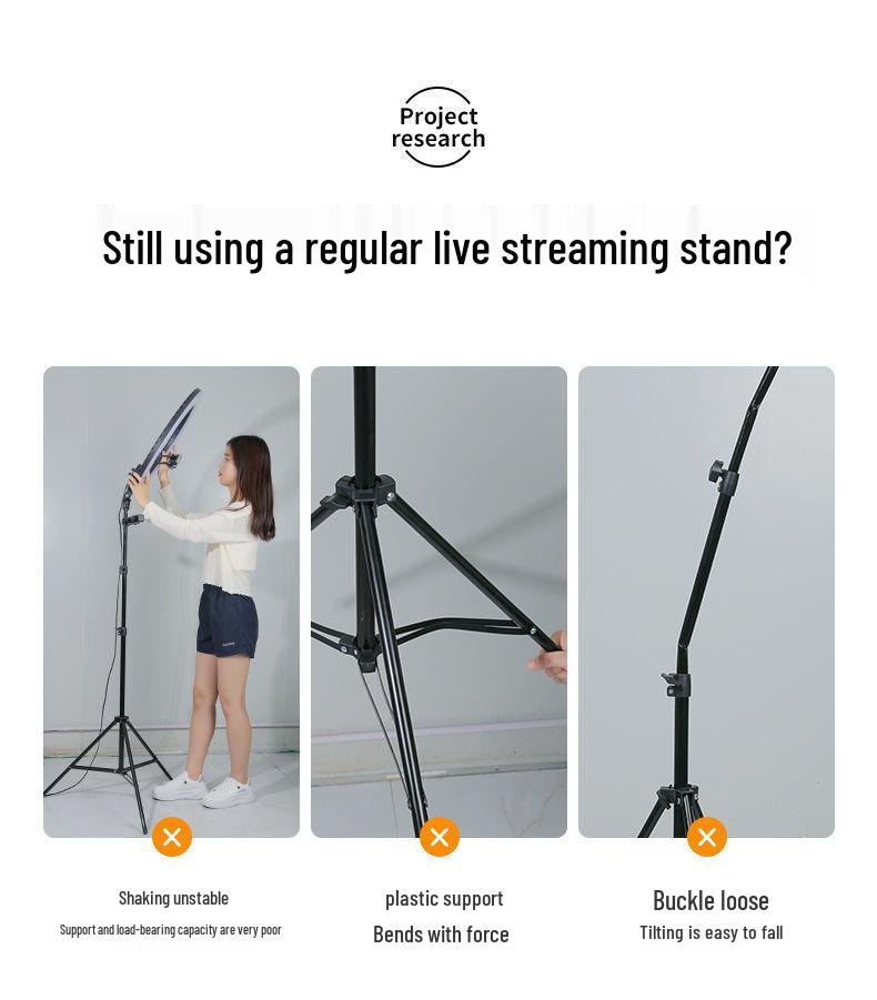 Multifunctional Floor-Standing Phone Tripod with Fill Light for Live Streaming and Beauty Enhancement
