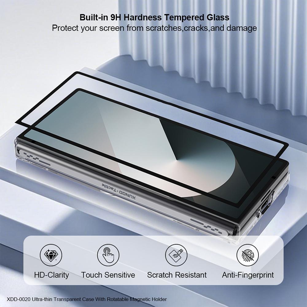 XUNDD For Samsung Galaxy Z Fold7 5G Case Compatible with MagSafe Kickstand PC Cover with Tempered Glass