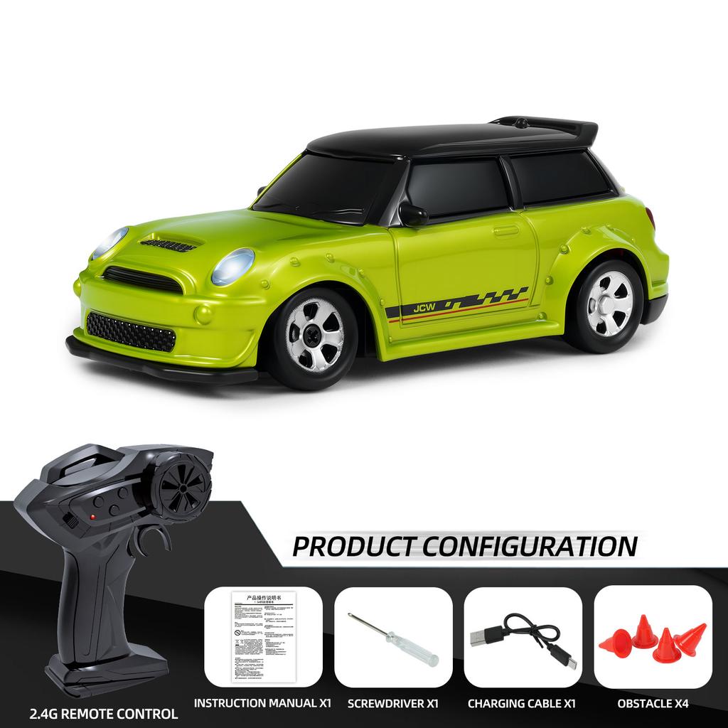 Remote Control Car 1/64 Scale 2 4G Alloy 4WD Drift Racing Mini RC Car Rechargeable Toy for Boys Kids Adults Desktop Game Gift