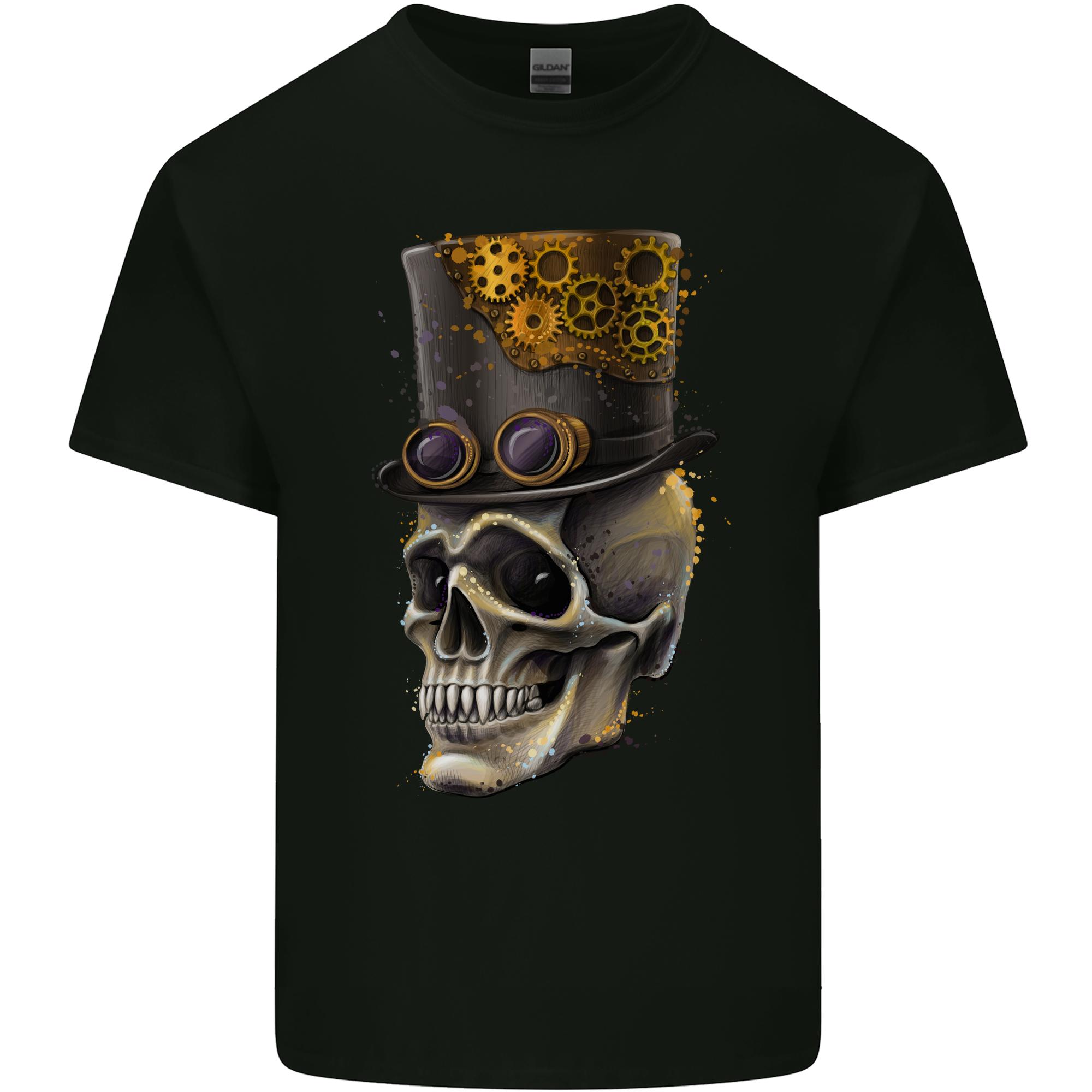 Steampunk Skull Unisexs Light Cotton TShirt S