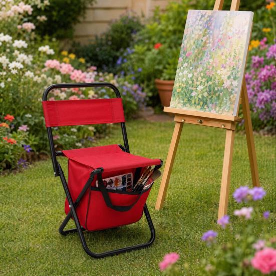 Folding Fishing Chair with Bag, Collapsible Chair with Storage & Backrest, Portable Backrest Stool for Fishing, Hunting, Camping, Travel