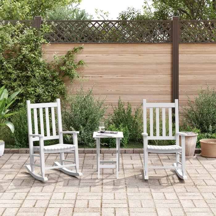 VidaXL Children's Rocking Chairs Set of 2 White Solid Poplar Wood 3281596